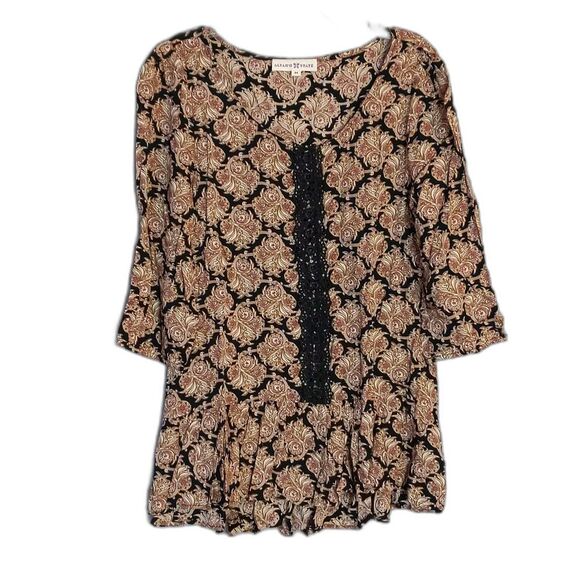 Alterd State Boho Blouse Black Tan Women's M - Picture 1 of 5